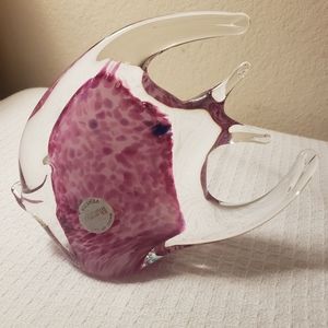 Vtg 1960s Murano Venezia Art Glass Angel Fish Figurine Art Deco Paperweight